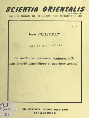 cover image of La médecine indienne traditionnelle, son intérêt scientifique et pratique actuel